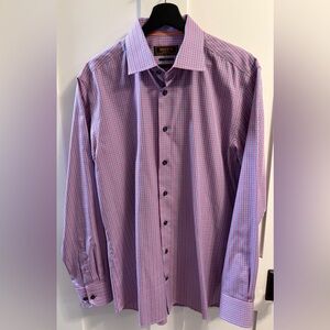 Men's purplish Red Blue White Checkered Shirt